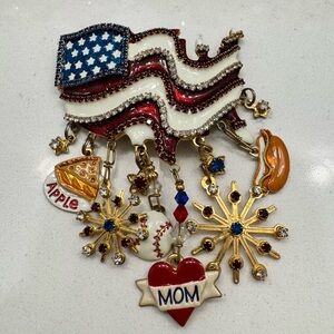 Patriotic Brooch with Charms